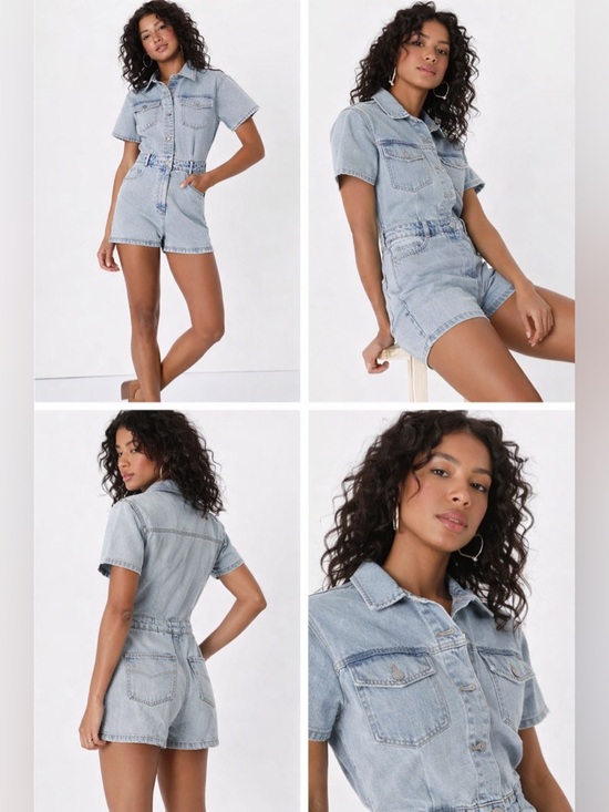 Levi's Pants - NWT Levi’s Denim Romper Jumpsuit Light Wash Utility Short Sleeve Size S